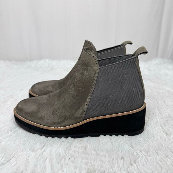 EILEEN FISHER / Ladd graphite gray nubuck suede leather wedge booties / 6.5 - Picture 3 of 9